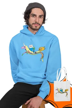 

Angemiel Wear Unicorna Overlapping Finn And Jack Blue Men 'S Hooded Sweatshirt Bags Kombin