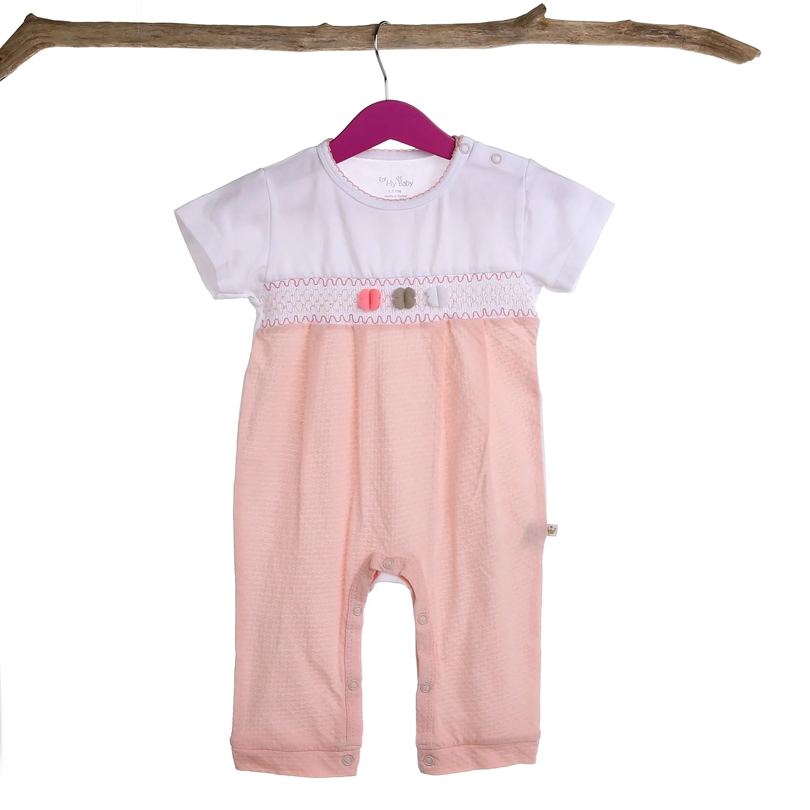 Комбинезон с короткими рукавами в рубчик для девочек ebebek For My Baby Anarosa| |