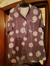 Blusa de tamaño grande para mujer, camisa informal de manga corta con puntos ondulados