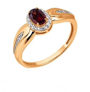 

Gold ring with cubic zirconia and Garnet sunlight