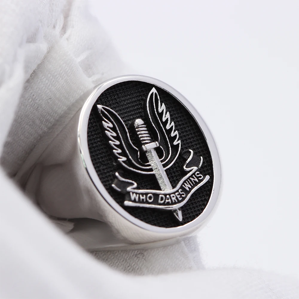 Special Air Service SAS Who Dares Wins Force Military Sterling Silver Ring 6