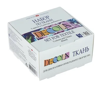 

DeCola fabric acrylic paint set of 5 colors of 20 ml, 2 contours and dilute