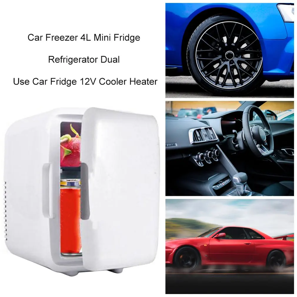 Pink Portable Car Freezer 4L Mini Fridge Refrigerator Car Home Dual Use Car Fridge 12V Cooler Heater Universal Vehicle Parts