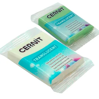 

A set of plastic polymer baked 'cernit 'translucent' transparent 56 gr. 2 PCs (005 clear/605 green lemon)