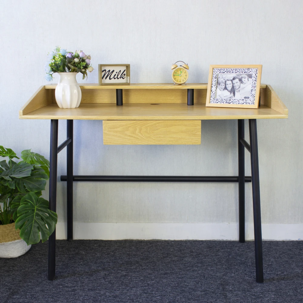 

Wooden Computer Desk 43.3'' Office Desk with Printer Monitor Shelf Studying Writing Table for Home and Office[US-W]