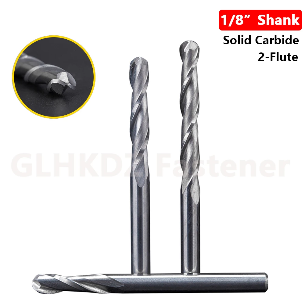 

0.8-2.5mm Solid Carbide Ball Nose End Mill 2 Flute Spiral Router Bit 1/8 Shank CNC Milling Cutter for MDF Particle Board Plywood