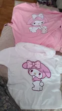 Camiseta japonesa de manga corta con estampado de dibujos animados para mujer, blusa rosa con cuello de muñeca, playera holgada suave para chica