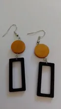 Pendientes de plata de ley 925 con forma de estrella para mujer, aretes largos de madera, estilo Retro, 18
