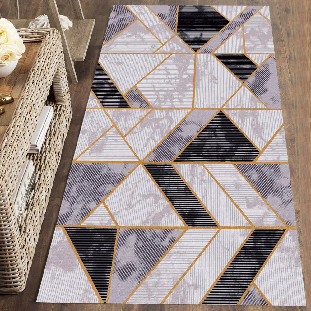 Else серый черный мрамор желтые полосы Nordec 3d принт нескользящие микрофибры Моющиеся бегуны Коврики для прихожей