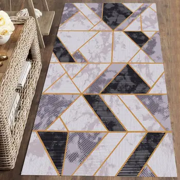 

Else Gray Black Marble Yellow Stripes Nordec 3d Print Non Slip Microfiber Washable Runner Mats Floor Mat Rugs Hallway Carpets