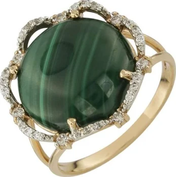 

Aloris ring with malachite and cubic zirconia in red gold