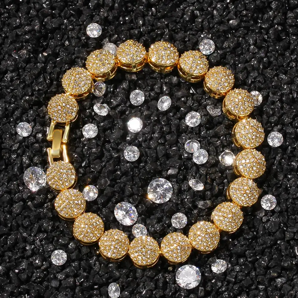 Хип-хоп мужчины помпезного золотого цвета завораживающие Ювелирные изделия Привлекательная коллекция браслет набор льдом из кристалла кубинской роскоши