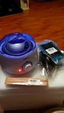 Mini máquina eléctrica de Calentador de fusión de cera, 4 bolsas de granos de cera, 10 pegatinas símil madera, máquina de depilación, Kit de depilación, Calentador de cera
