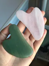 Gua sha-Tabla de piedra de Jade Natural, masajeador de cuarzo rosa, placa Guasha, rascador facial, herramientas para cara, cuello y espalda