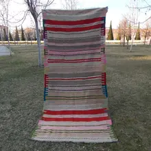 Mid Century кочевой шерстяной анатолийский полосатый ковер Runner