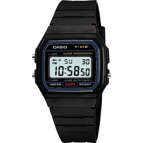 Цифровые наручные часы Casio F 91W 1G Shock военные со светодиодной сигнализацией