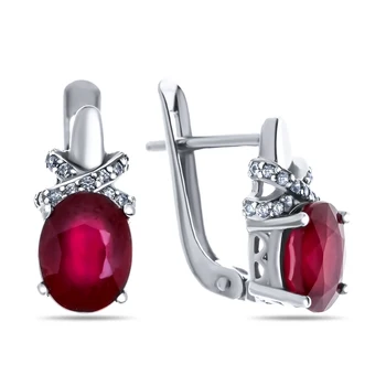 

Earrings made of silver with Ruby Nat. (h) and cubic zirconia Sint.