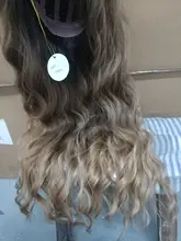 HENRY-Suarez Ombre marrón oscuro de agua a largo de la peluca de la onda de alta temperatura disfraz diario de Cosplay parte media peluca sintética para las mujeres Afro