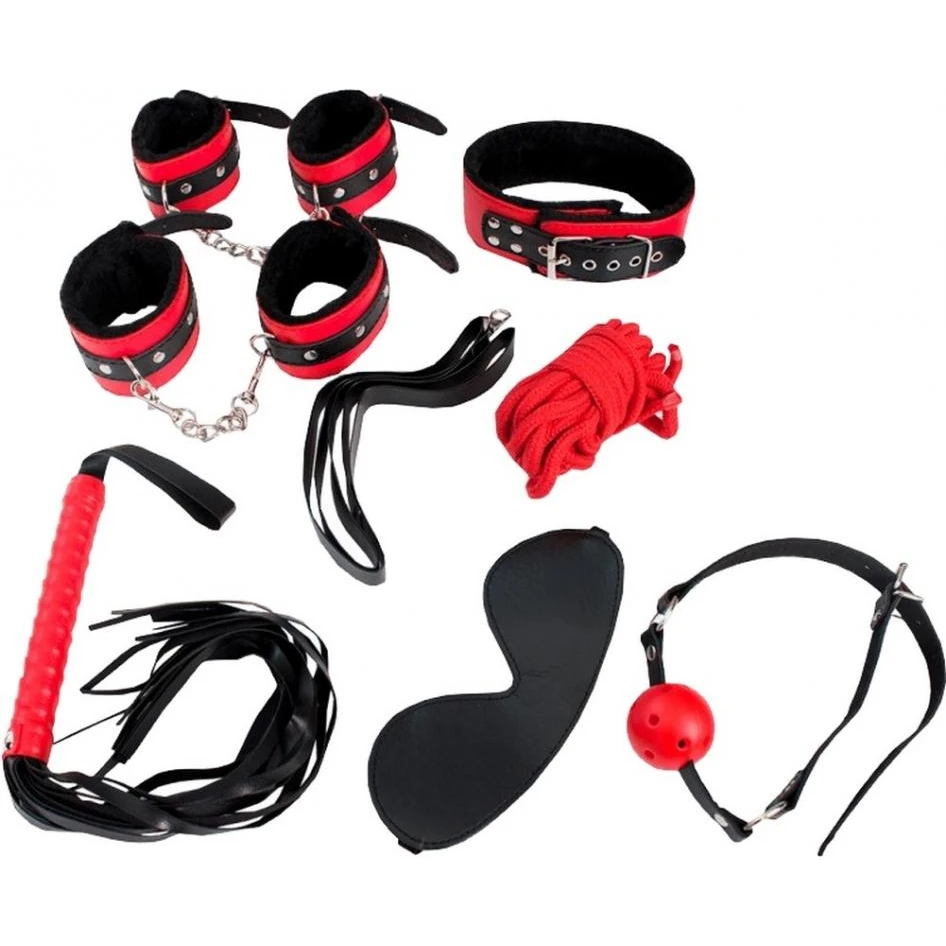 БДСМ комплект RestArt RA-701 (мягкая искусственная кожа; шарик с отверстиями для дыхания; возможность регулирования разм