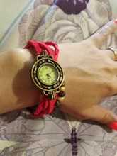 Relojes de pulsera Vintage para mujer y niña, pulsera con hoja, brazalete de cuero colgante, regalo