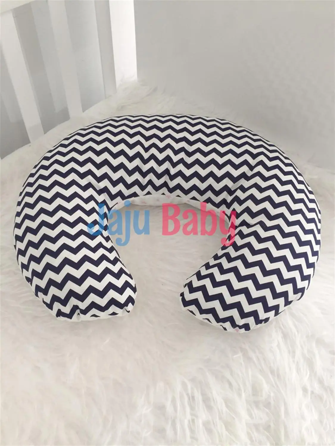 Jaju Baby Navy Blue Zigzag Breastfeeding Pillow - Support Cushion | Мать и ребенок