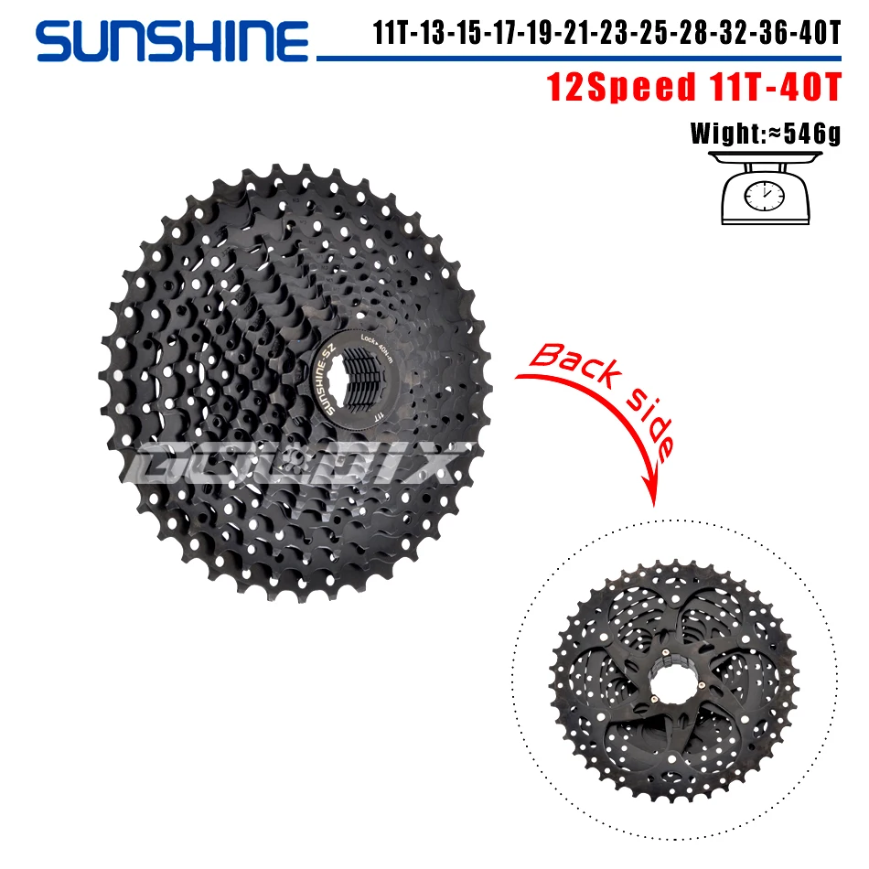 SUNSHINE Black Bicycle Freewheel Mountain Bike Cassette 8/9/10/11/12 Speed SHIMANO HG Structure Specification