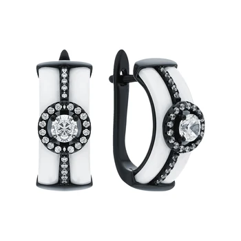 

Silver earrings with ceramics and cubic zirconia sunlight sample 925