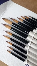 12 Uds bien el pelo de Nylon blanco perla mango de madera de pintura acuarela cepillo pluma pincel de pintura al óleo acrílica pinceles pintura arte suministros