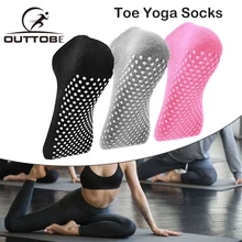 Outtobe 3 個女性靴下ヨガソックス春夏の靴下ショートアンクルソックス抗スリップファイブ指オープン靴下ピラティスバレエ(China)