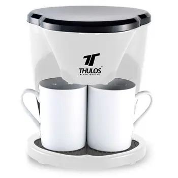 

THULOS, Drip top coffee maker, include 2 porcelain mugs 0.30L each one. It has 450W power and indicator pilot light.