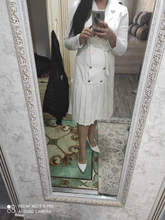 Dress Women Pleated-Belt Patchwork-Bottom Simplee Long-Sleeve Midi Notched Vintage Autumn