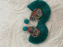 Jewelry-Accessories Tassel-Earrings Glitter-Sequins Crystal Drop Colorful Bohemia Women