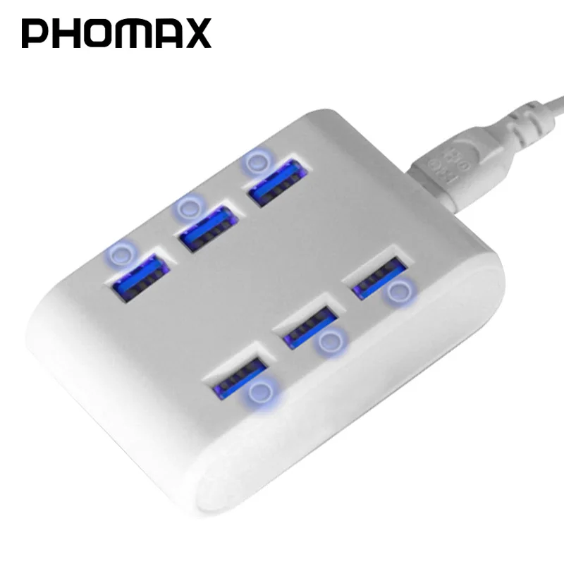 PHOMAX 24 Вт 4.8A 6 Порты и разъёмы зарядка через usb станция мини Портативный мульти USB