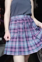 Falda de verano de cintura alta a cuadros plisado para mujer, minifalda harajuku coreana, para baile, tartán, cosplay Kawaii