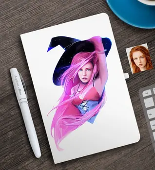 

Personalized Women 'S Witch Caricature Of White notebook And Pen Gift set-4