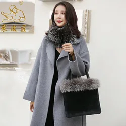 Fashion Temperament Whole Skin Rex Rabbit Fur Grass Fur Bag Fashion Portable Female Bag Shoulder Messenger