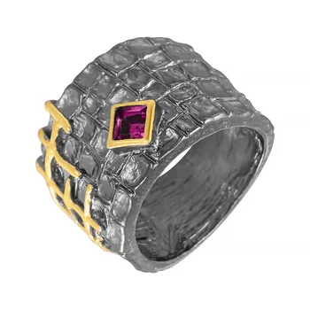 

Silver ring with rhodolite sunlight sample 925