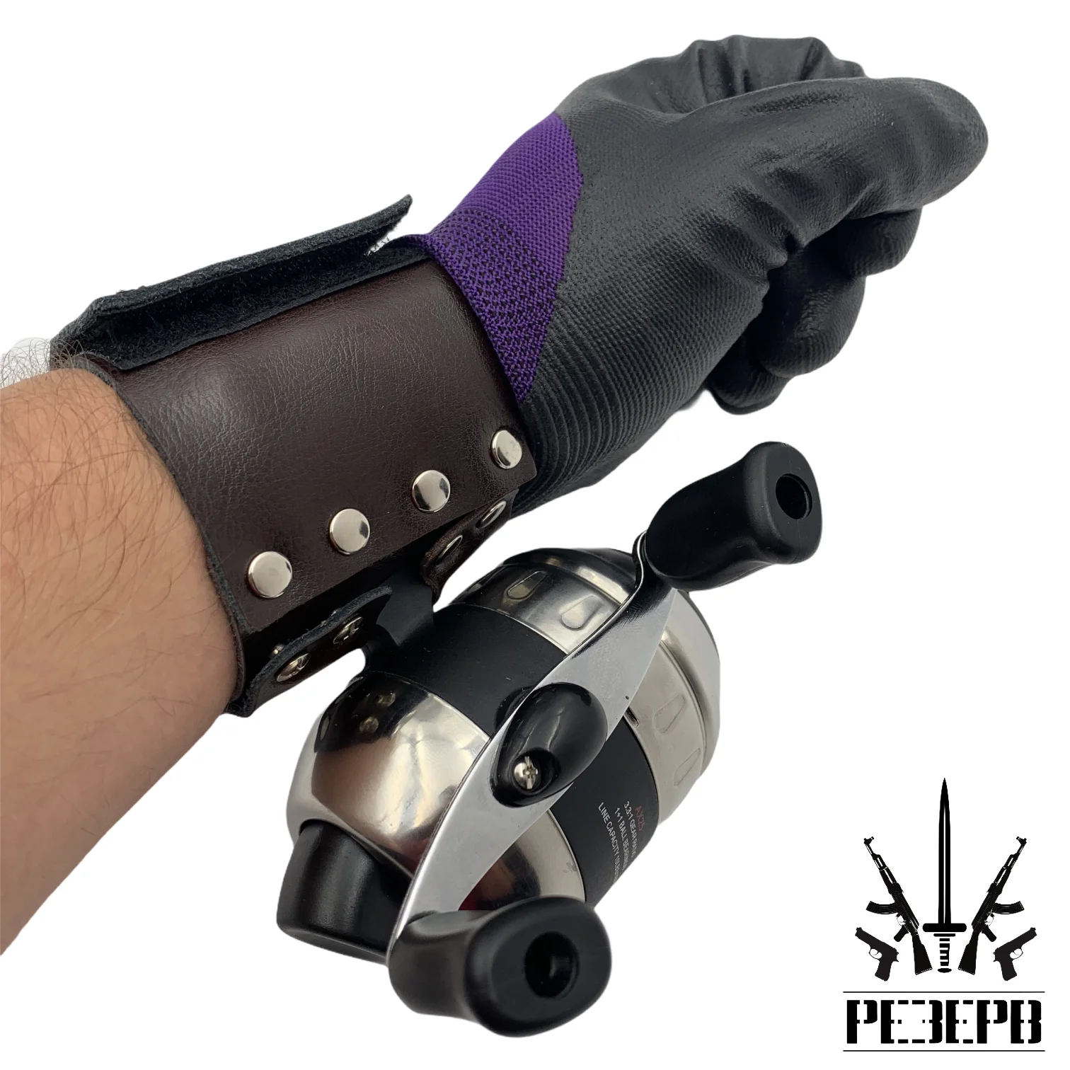 Metal fishing reel mount on slingshot and bow for fishing with