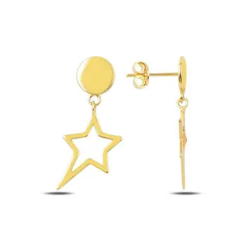 

Angemiel 925 Silver Studded Hollow Star Earrings-Gold Plated