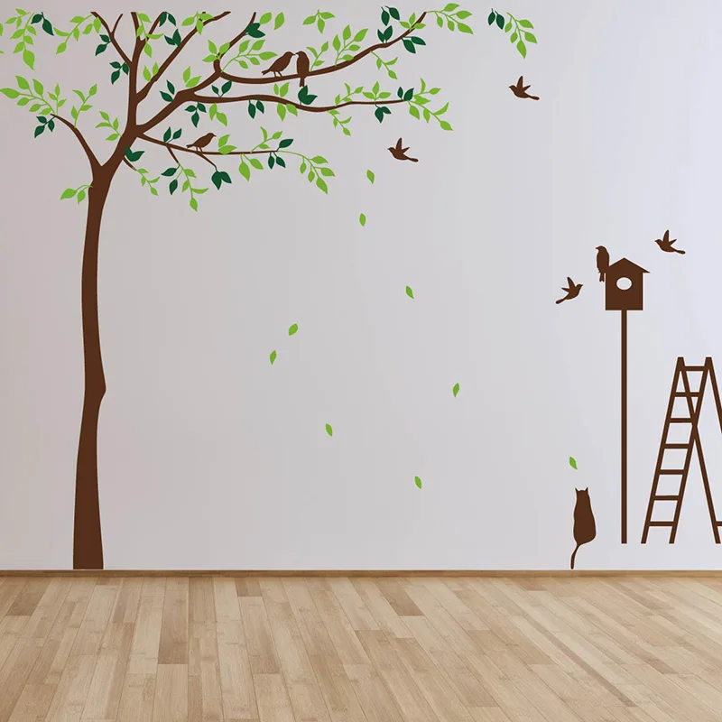 Наклейка на стену наклейки "дерево" огромное дерево наклейка для детской комнаты с птицами стикер «дерево» Настенные татуировки настенные снимаемые наклейки