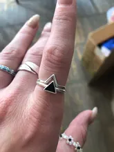 Anillo ajustable con forma de V para mujer, joyería fina con letras onduladas geométricas de Plata de Ley 925 auténtica, accesorios de personalidad para fiesta