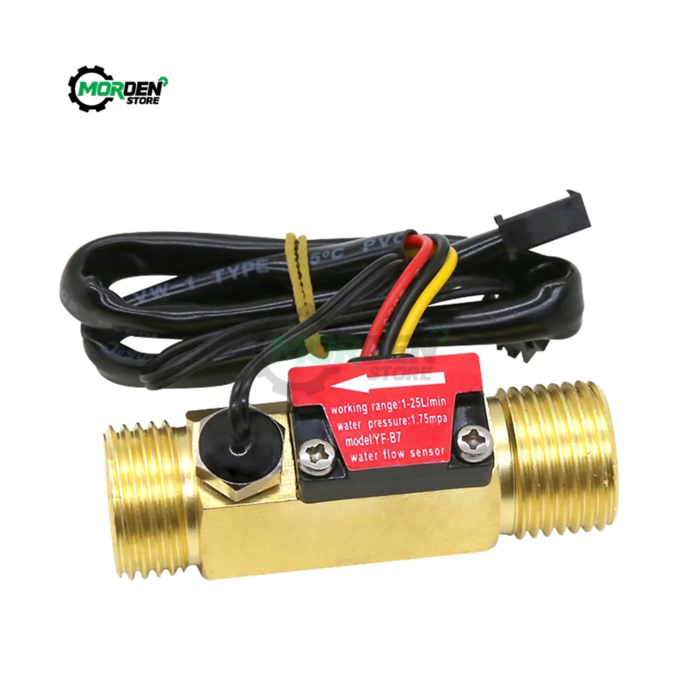 YF-B7 Hall Flowmeter Water Flow Sensor With Temperature Detection Metal Flowmeter Turbine Flow Meter Copper Sensor Accessories
