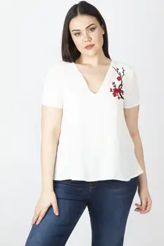 

Sans Textile Women Bone V Collar Blouse 65 N16130