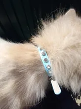 Collar brillante colorido con diamantes de imitación para mascotas, correa de cuero para el cuello, seguro para gatos y perros, accesorios suaves para mascotas, XS/S
