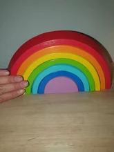 Montessori-juguetes de madera de arcoíris para niños, juguetes educativos Montessori para apilar