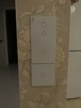 LIVOLO 2 lámparas Toque pared Interruptor de luz, templado panel de vidrio, rojo azul iluminar desde el fondo,dedo el sensor