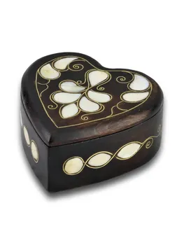 

Wooden Pearl Engraved Ring Jewelry Box Heart Portable Storage Organizer Earring Holder Zipper Women Display Travel Case