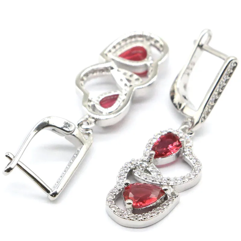 37x11mm Wunderschöne Erstellt Rosa Rapsberry Rhodolith Granat Weiß CZ Geschenk Für frau Silber Ohrringe 37x11mm Wunderschöne Erstellt Rosa Rapsberry Rhodolith Granat Weiß CZ Geschenk Für frau Silber Ohrringe