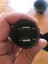 Socket Boat Power Dual-Usb-Charger Motorcycle Waterproof with Voltmeter--Wire-In-Line