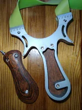 Tirachinas de 5 puntos para caza, de acero inoxidable de catapulta potente tiro, elevador de madera con bandas elásticas planas